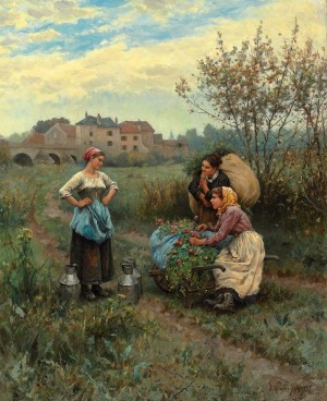 Three women in a landscape
